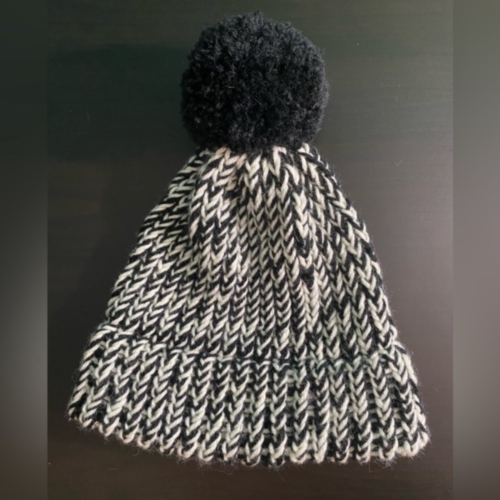 New Handmade Knit Beanie- Black/White Sparkle